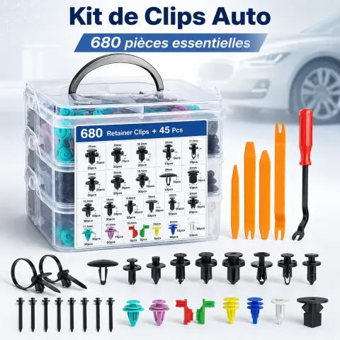 AutoClip Pro™ – Kit Universel de Clips Voiture 680 Pièces 🔧✨